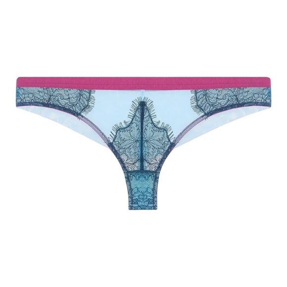 NWT DORA LARSEN Maria Seamless Back Low Rise Knicker Panties Teal Blue Size 8 - Picture 1 of 14